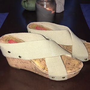 Esprit Tan Cork Wedge Sandals Size 8